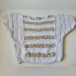 Vntg Jennifer Reed Hand Knit Sweater Top Size Medium White